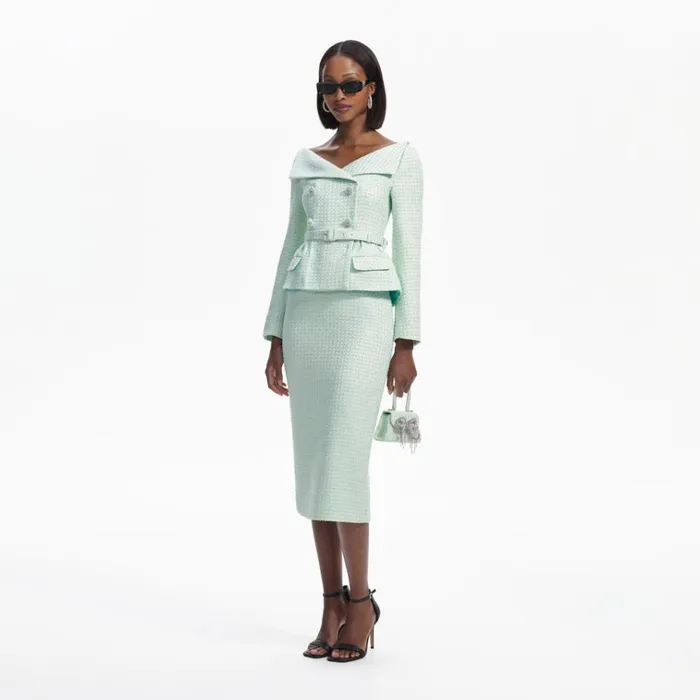 Self Portrait Dresses Mint Boucle Tailored Midi Dress 8211 Women Self Portrait Dresses Mint Boucle Tailored Midi Dress 8211 Women