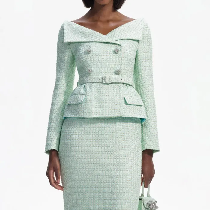 Self Portrait Dresses Mint Boucle Tailored Midi Dress 8211 Women Self Portrait Dresses Mint Boucle Tailored Midi Dress 8211 Women