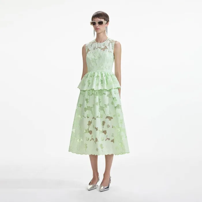 Self Portrait Dresses Mint Cotton Lace Peplum Midi Dress 8211 Women Self Portrait Dresses Mint Cotton Lace Peplum Midi Dress 8211 Women