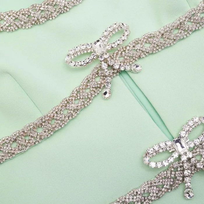 Self Portrait Dresses Mint Diamante Bow Trim Mini Dress 8211 Women Self Portrait Dresses Mint Diamante Bow Trim Mini Dress 8211 Women