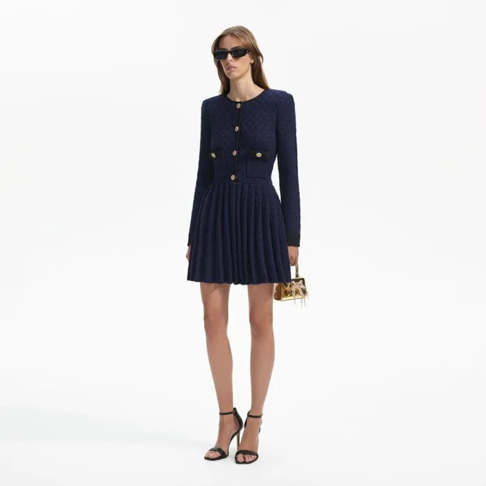 Self Portrait Dresses Navy Weave Knit Mini Dress 8211 Women Self Portrait Dresses Navy Weave Knit Mini Dress 8211 Women