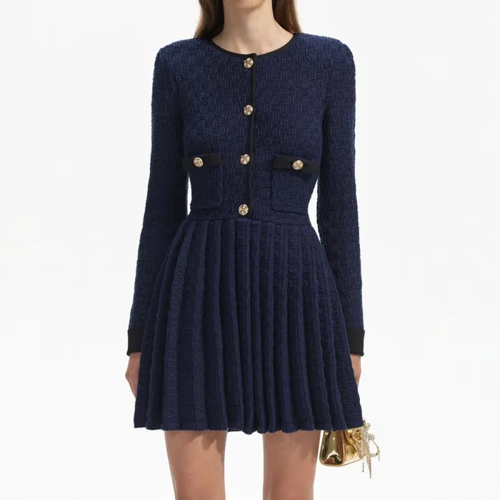 Self Portrait Dresses Navy Weave Knit Mini Dress 8211 Women Self Portrait Dresses Navy Weave Knit Mini Dress 8211 Women