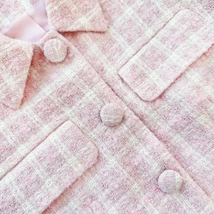 Self Portrait Dresses Pink Boucle Checked Mini Dress 8211 Women Self Portrait Dresses Pink Boucle Checked Mini Dress 8211 Women