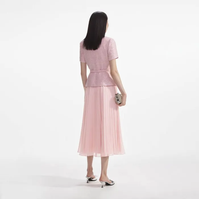Self Portrait Dresses Pink Boucle Midi Dress 8211 Women Self Portrait Dresses Pink Boucle Midi Dress 8211 Women