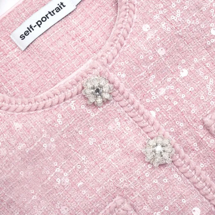 Self Portrait Dresses Pink Boucle Midi Dress 8211 Women Self Portrait Dresses Pink Boucle Midi Dress 8211 Women