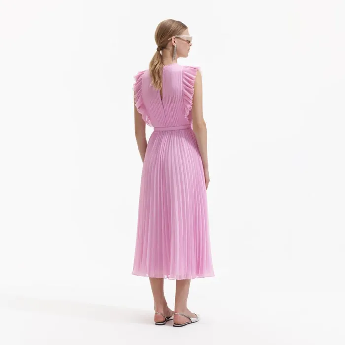 Self Portrait Dresses Pink Chiffon Tunic Midi Dress 8211 Women Self Portrait Dresses Pink Chiffon Tunic Midi Dress 8211 Women