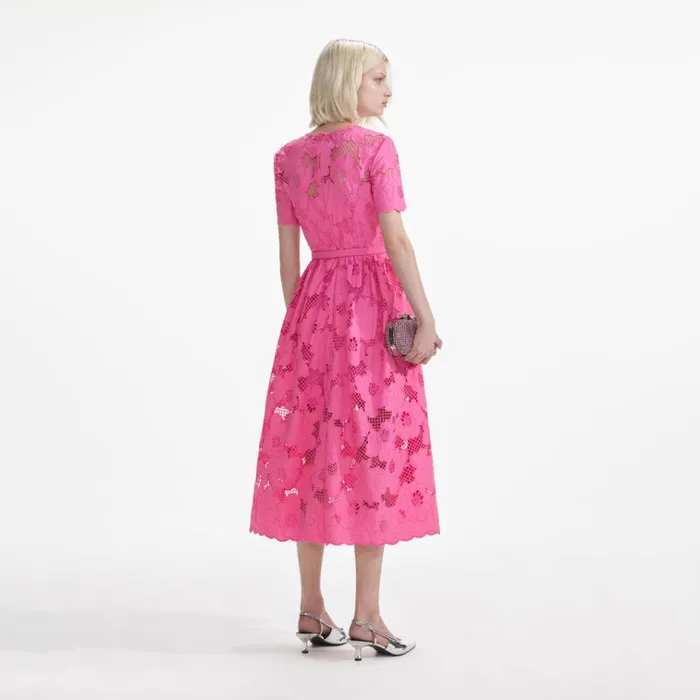 Self Portrait Dresses Pink Cotton Lace Midi Dress 8211 Women Self Portrait Dresses Pink Cotton Lace Midi Dress 8211 Women