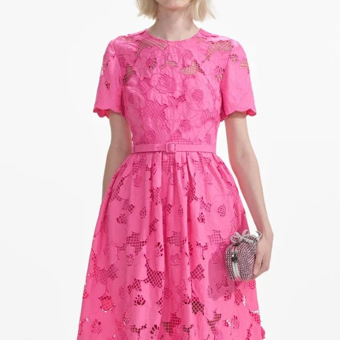 Self Portrait Dresses Pink Cotton Lace Midi Dress 8211 Women Self Portrait Dresses Pink Cotton Lace Midi Dress 8211 Women