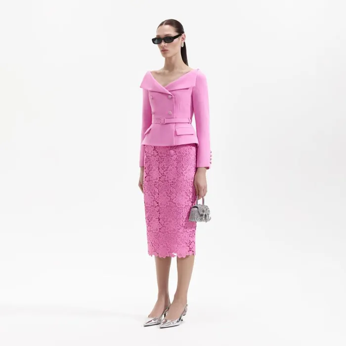 Self Portrait Dresses Pink Crepe Tailored Midi Dress 8211 Women Self Portrait Dresses Pink Crepe Tailored Midi Dress 8211 Women
