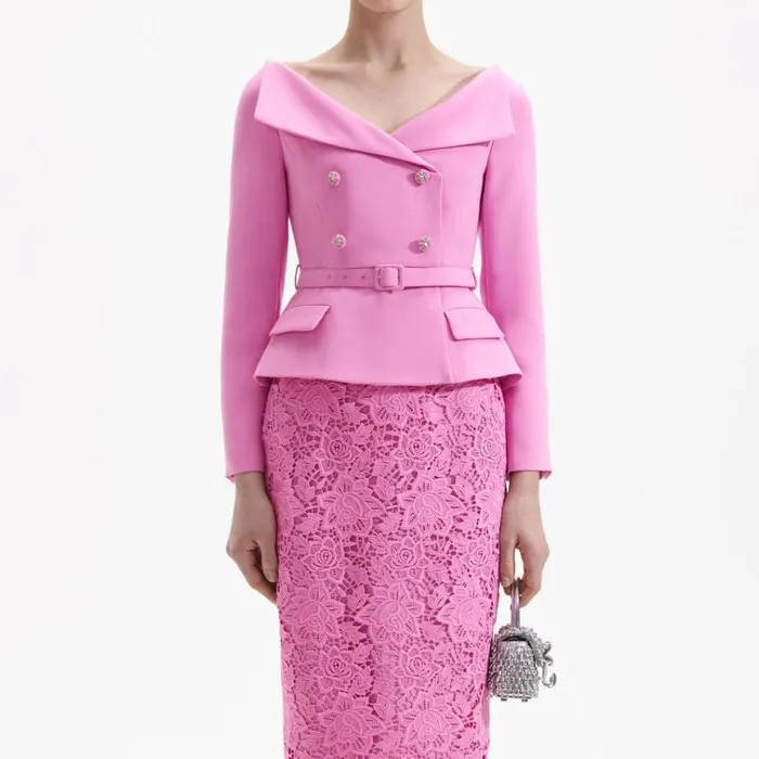 Self Portrait Dresses Pink Crepe Tailored Midi Dress 8211 Women Self Portrait Dresses Pink Crepe Tailored Midi Dress 8211 Women