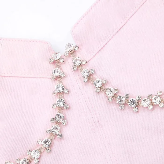 Self Portrait Dresses Pink Diamante Denim Mini Dress 8211 Women Self Portrait Dresses Pink Diamante Denim Mini Dress 8211 Women