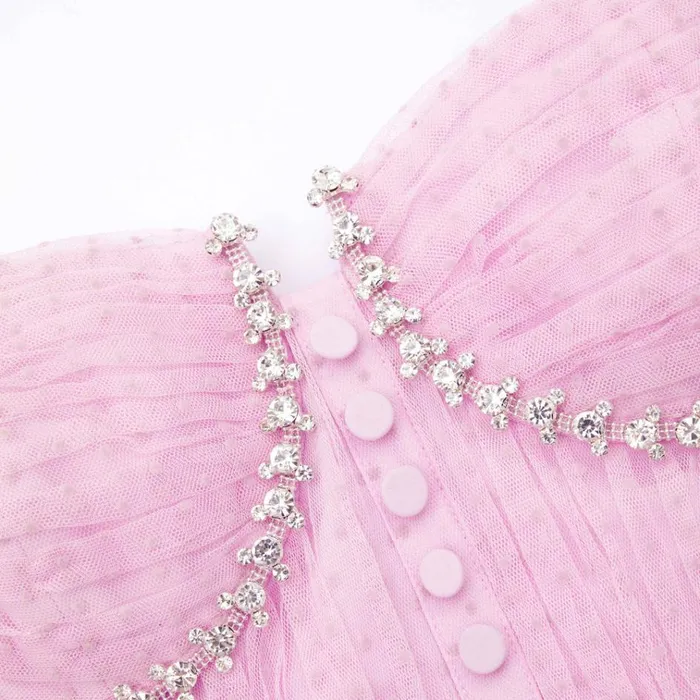 Self Portrait Dresses Pink Dot Mesh Tier Midi Dress 8211 Women Self Portrait Dresses Pink Dot Mesh Tier Midi Dress 8211 Women