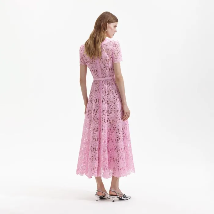 Self Portrait Dresses Pink Guipure Midi Dress 8211 Women Self Portrait Dresses Pink Guipure Midi Dress 8211 Women