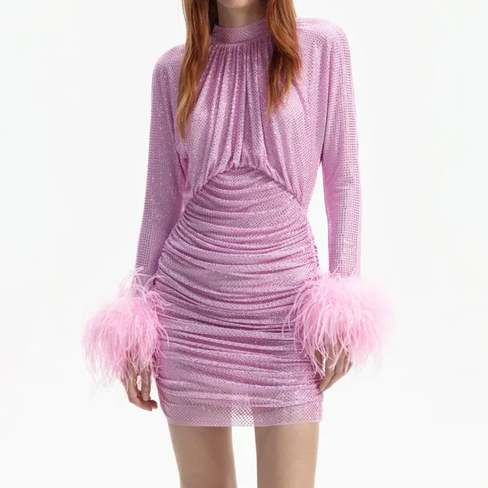 Self Portrait Dresses Pink Rhinestone Feather Mini Dress 8211 Women Self Portrait Dresses Pink Rhinestone Feather Mini Dress 8211 Women