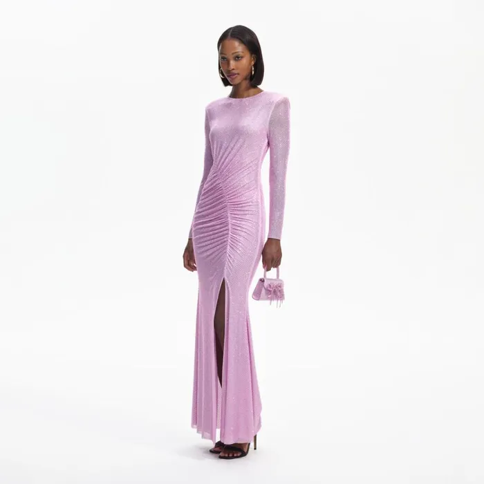 Self Portrait Dresses Pink Rhinestone Mesh Maxi Dress 8211 Women Self Portrait Dresses Pink Rhinestone Mesh Maxi Dress 8211 Women