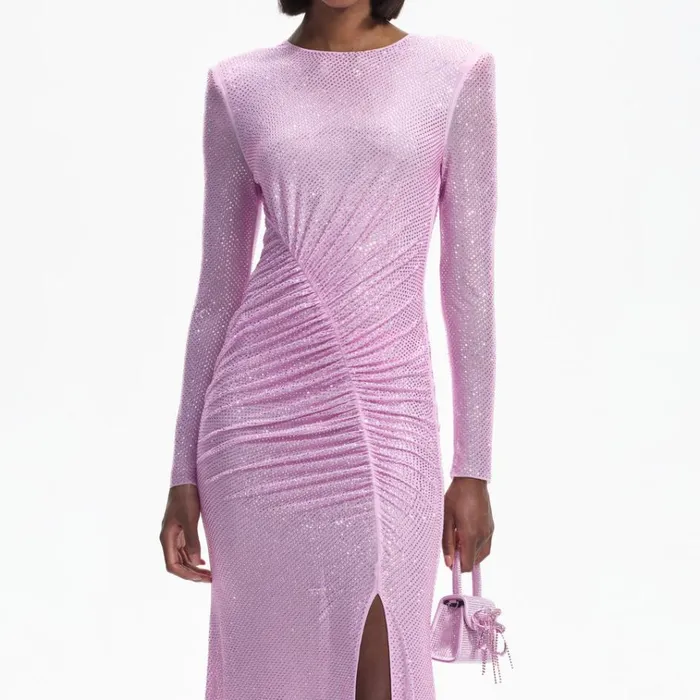 Self Portrait Dresses Pink Rhinestone Mesh Maxi Dress 8211 Women Self Portrait Dresses Pink Rhinestone Mesh Maxi Dress 8211 Women