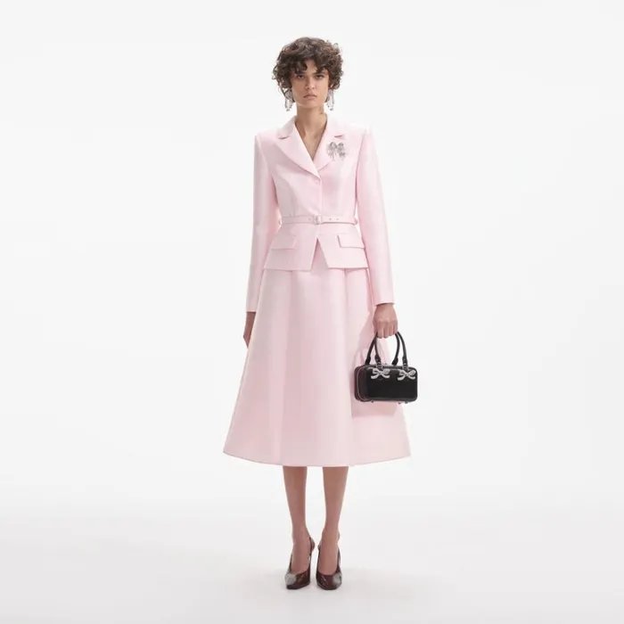 Self Portrait Dresses Pink Tailored Taffeta Midi Dress 8211 Women