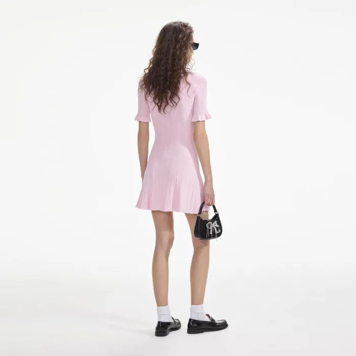 Self Portrait Dresses Pink Viscose Knit Mini Dress 8211 Women Self Portrait Dresses Pink Viscose Knit Mini Dress 8211 Women