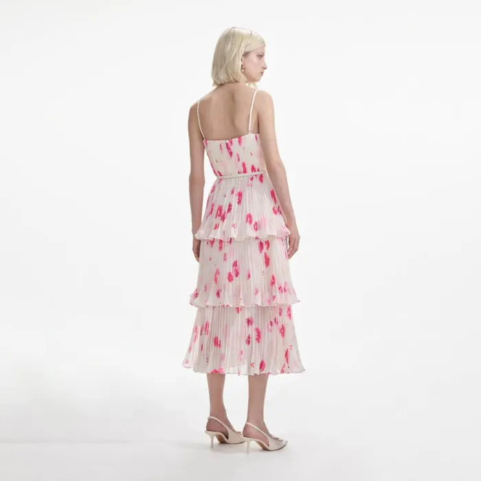 Self Portrait Dresses Printed Chiffon Tiered Midi Dress 8211 Women Self Portrait Dresses Printed Chiffon Tiered Midi Dress 8211 Women