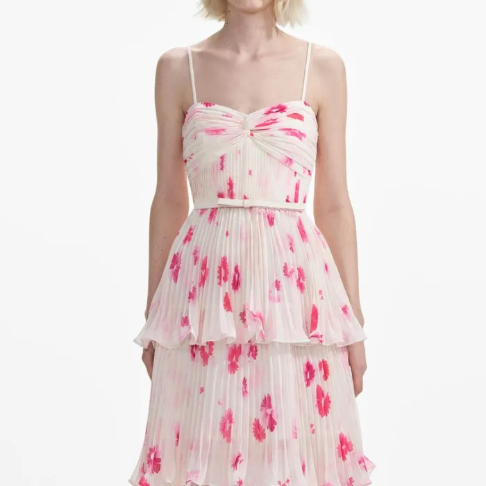 Self Portrait Dresses Printed Chiffon Tiered Midi Dress 8211 Women Self Portrait Dresses Printed Chiffon Tiered Midi Dress 8211 Women