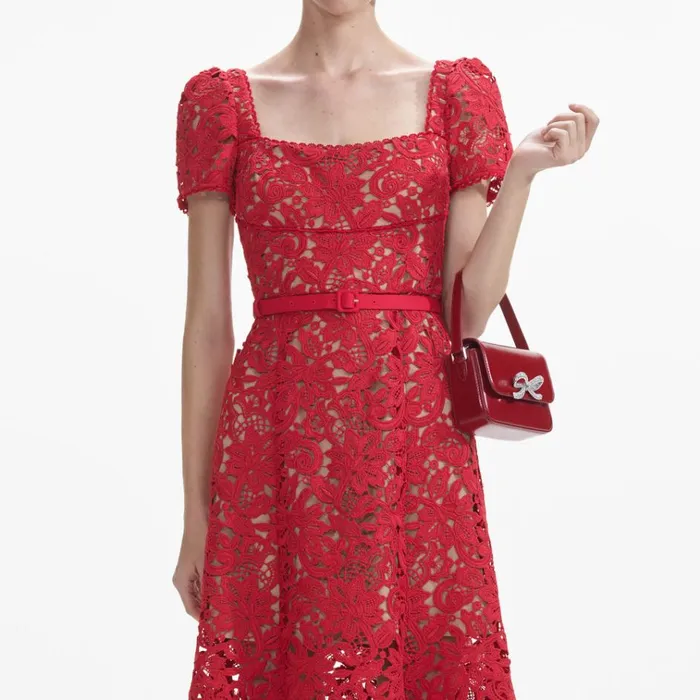 Self Portrait Dresses Red Floral Lace Midi Dress 8211 Women Self Portrait Dresses Red Floral Lace Midi Dress 8211 Women