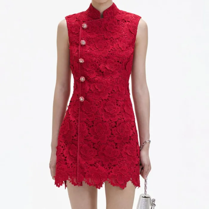 Self Portrait Dresses Red Flower Lace Mini Dress 8211 Women Self Portrait Dresses Red Flower Lace Mini Dress 8211 Women