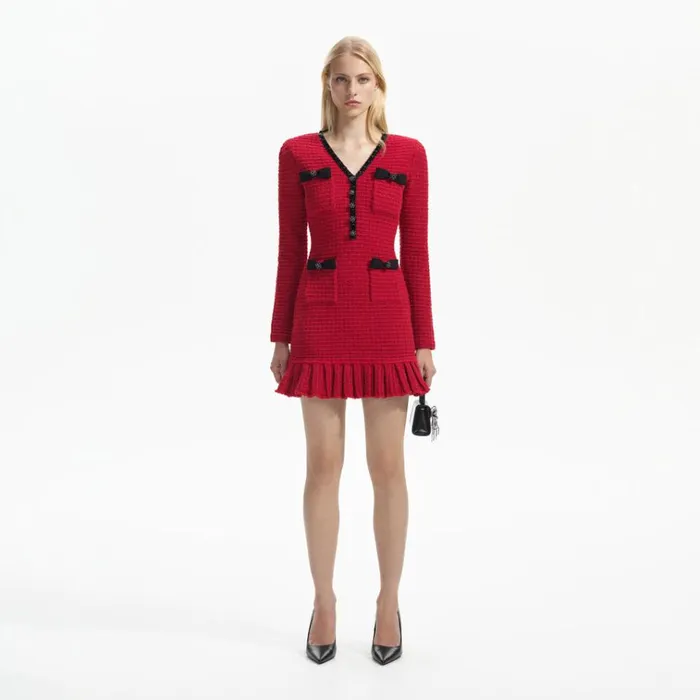 Self Portrait Dresses Red Knit Mini Dress 8211 Women