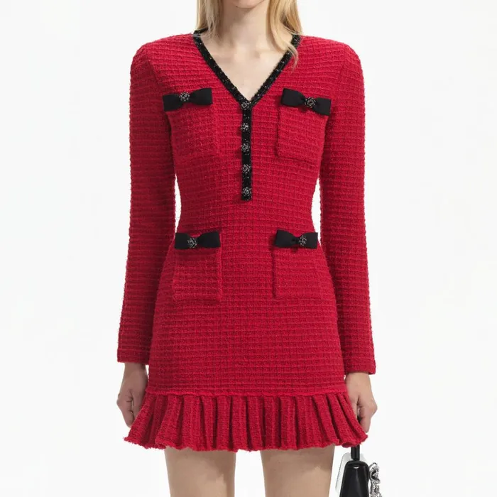 Self Portrait Dresses Red Knit Mini Dress 8211 Women Self Portrait Dresses Red Knit Mini Dress 8211 Women