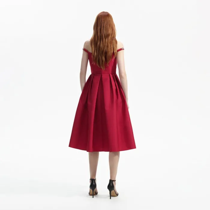 Self Portrait Dresses Red Textured Diamante Midi Dress 8211 Women Self Portrait Dresses Red Textured Diamante Midi Dress 8211 Women