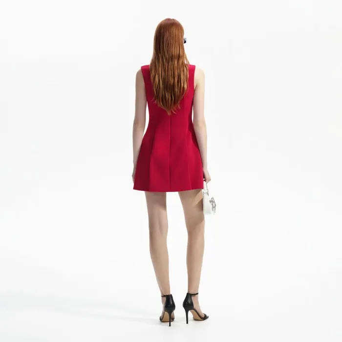 Self Portrait Dresses Red Wool Crepe Mini Dress 8211 Women Self Portrait Dresses Red Wool Crepe Mini Dress 8211 Women