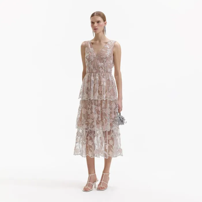 Self Portrait Dresses Sequin Flower Midi Dress 8211 Women Self Portrait Dresses Sequin Flower Midi Dress 8211 Women