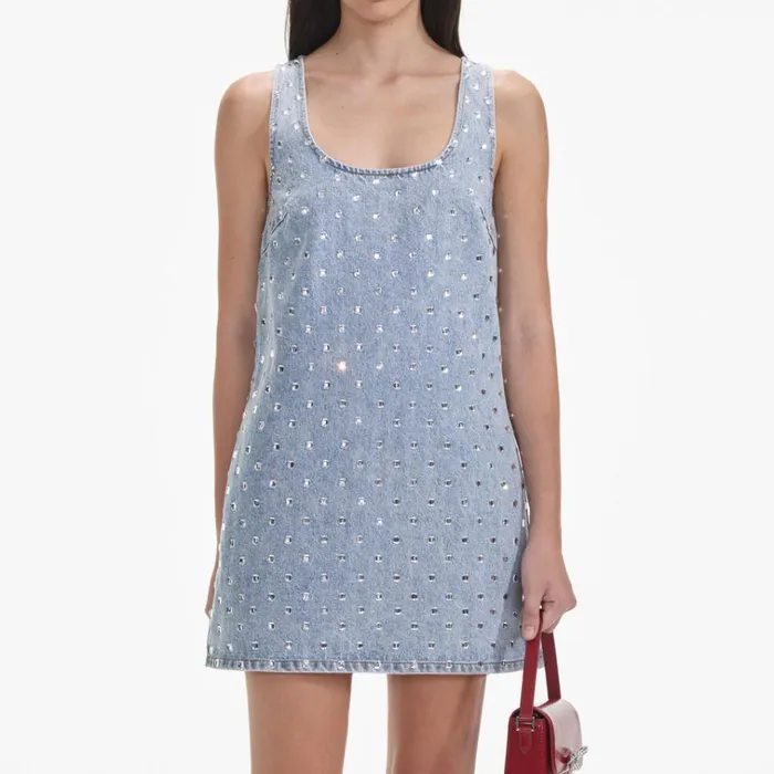Self Portrait Dresses Square Rhinestone Denim Mini Dress 8211 Women Self Portrait Dresses Square Rhinestone Denim Mini Dress 8211 Women