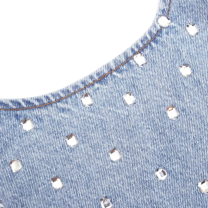 Self Portrait Dresses Square Rhinestone Denim Mini Dress 8211 Women Self Portrait Dresses Square Rhinestone Denim Mini Dress 8211 Women