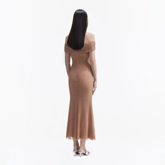 Self Portrait Dresses Tan Rhinestone Midi Dress 8211 Women Self Portrait Dresses Tan Rhinestone Midi Dress 8211 Women