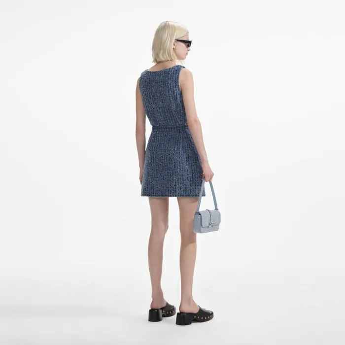 Self Portrait Dresses Textured Denim Mini Dress 8211 Women Self Portrait Dresses Textured Denim Mini Dress 8211 Women