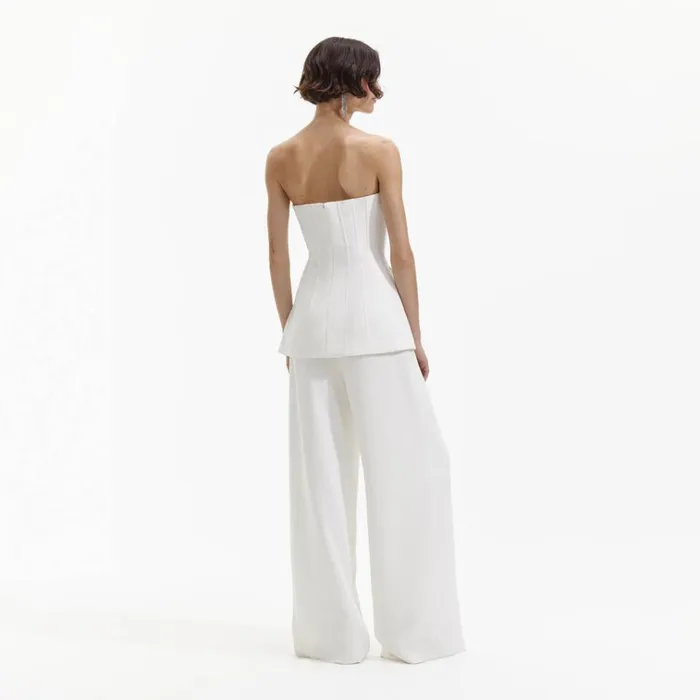 Self Portrait Dresses White Bandeau Crepe Jumpsuit 8211 Women Self Portrait Dresses White Bandeau Crepe Jumpsuit 8211 Women