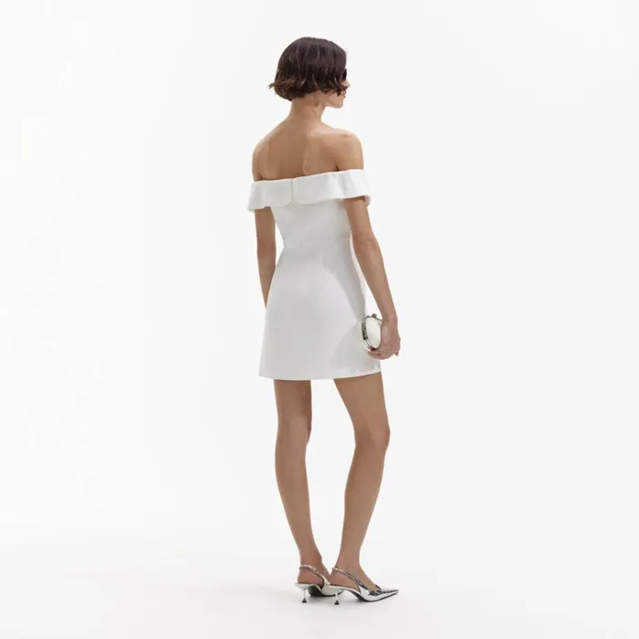 Self Portrait Dresses White Bow Crepe Mini Dress 8211 Women Self Portrait Dresses White Bow Crepe Mini Dress 8211 Women