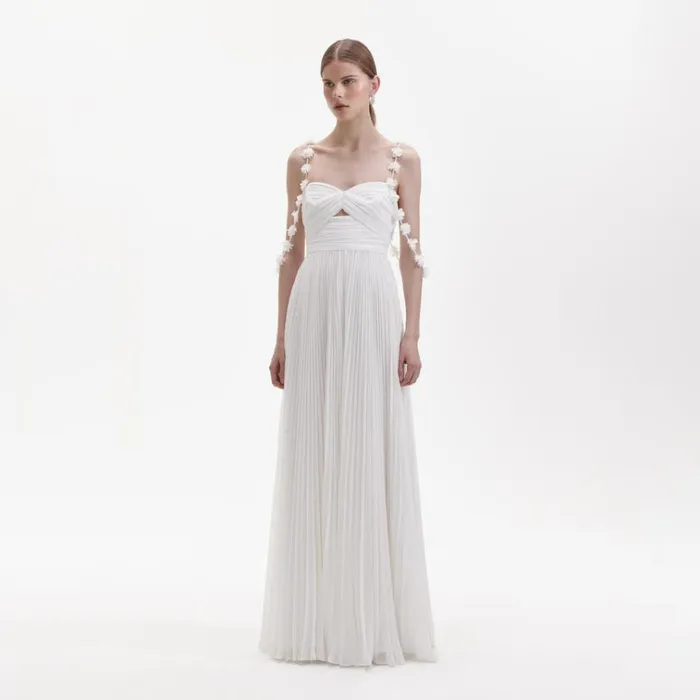 Self Portrait Dresses White Chiffon Flower Maxi Dress 8211 Women Self Portrait Dresses White Chiffon Flower Maxi Dress 8211 Women