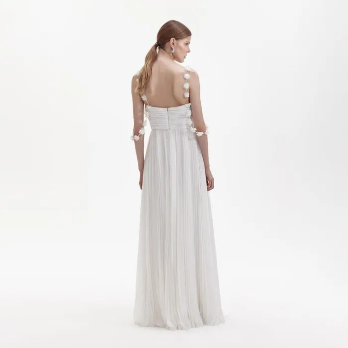 Self Portrait Dresses White Chiffon Flower Maxi Dress 8211 Women Self Portrait Dresses White Chiffon Flower Maxi Dress 8211 Women