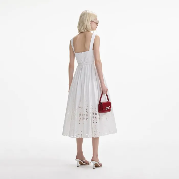 Self Portrait Dresses White Cotton Broderie Midi Dress 8211 Women Self Portrait Dresses White Cotton Broderie Midi Dress 8211 Women