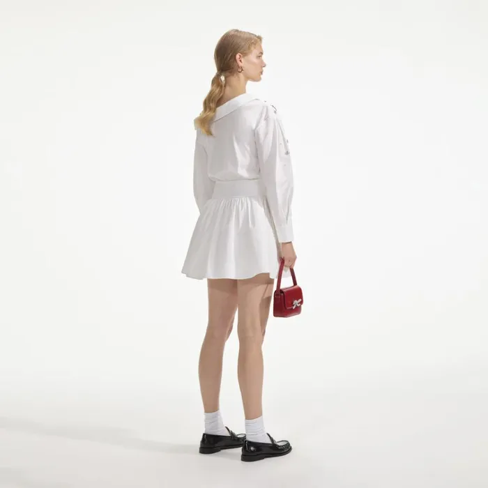 Self Portrait Dresses White Cotton Embellished Mini Dress 8211 Women Self Portrait Dresses White Cotton Embellished Mini Dress 8211 Women