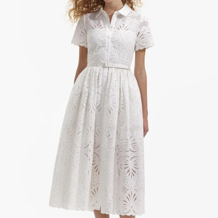 Self Portrait Dresses White Cotton Embroidery Midi Dress 8211 Women Self Portrait Dresses White Cotton Embroidery Midi Dress 8211 Women
