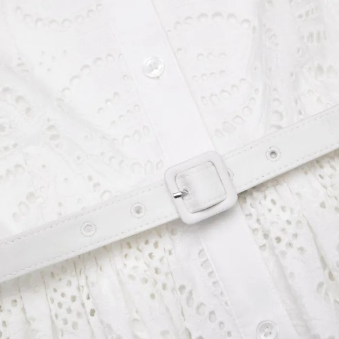 Self Portrait Dresses White Cotton Embroidery Midi Dress 8211 Women Self Portrait Dresses White Cotton Embroidery Midi Dress 8211 Women