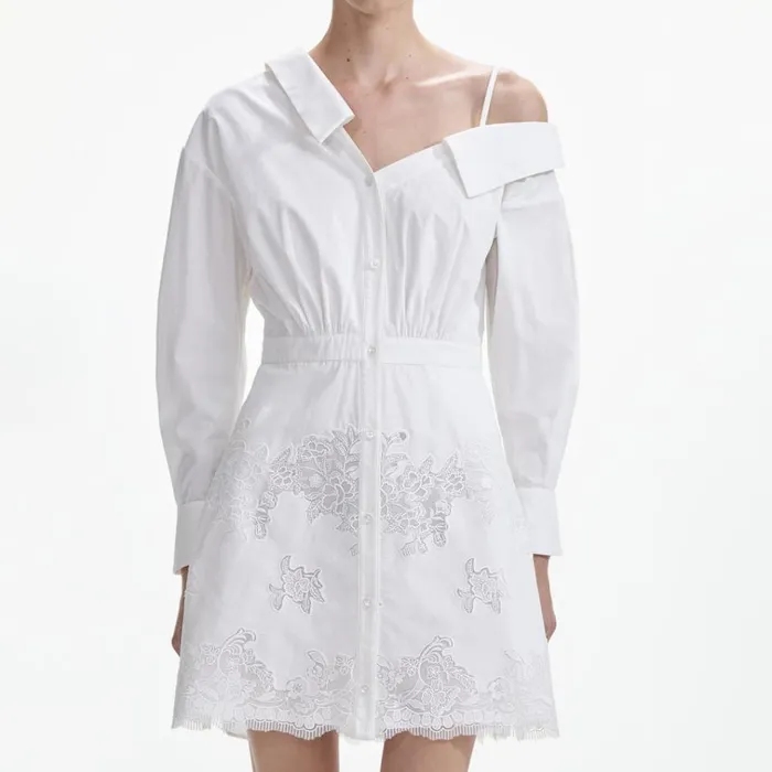 Self Portrait Dresses White Cotton Lace Hem Mini Dress 8211 Women Self Portrait Dresses White Cotton Lace Hem Mini Dress 8211 Women