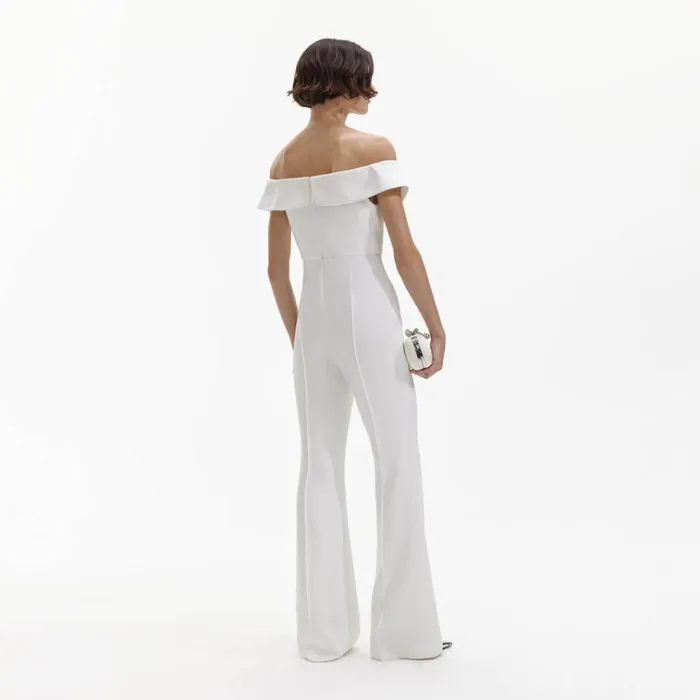 Self Portrait Dresses White Crepe Bow Jumpsuit 8211 Women Self Portrait Dresses White Crepe Bow Jumpsuit 8211 Women