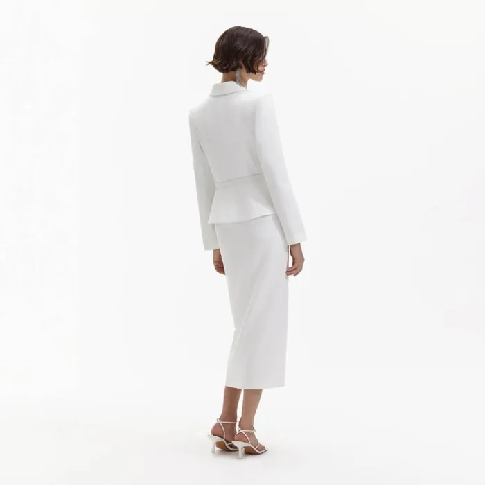 Self Portrait Dresses White Crepe Tailored Midi Dress 8211 Women Self Portrait Dresses White Crepe Tailored Midi Dress 8211 Women
