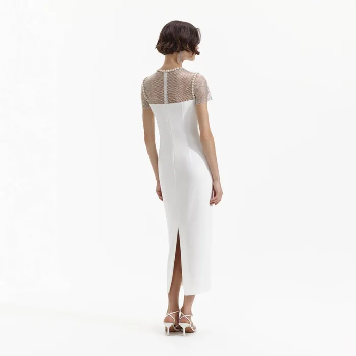 Self Portrait Dresses White Diamante Crepe Midi Dress 8211 Women Self Portrait Dresses White Diamante Crepe Midi Dress 8211 Women