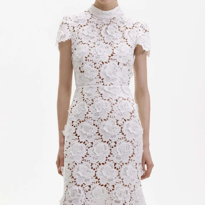 Self Portrait Dresses White Flower Lace Midi Dress 8211 Women Self Portrait Dresses White Flower Lace Midi Dress 8211 Women