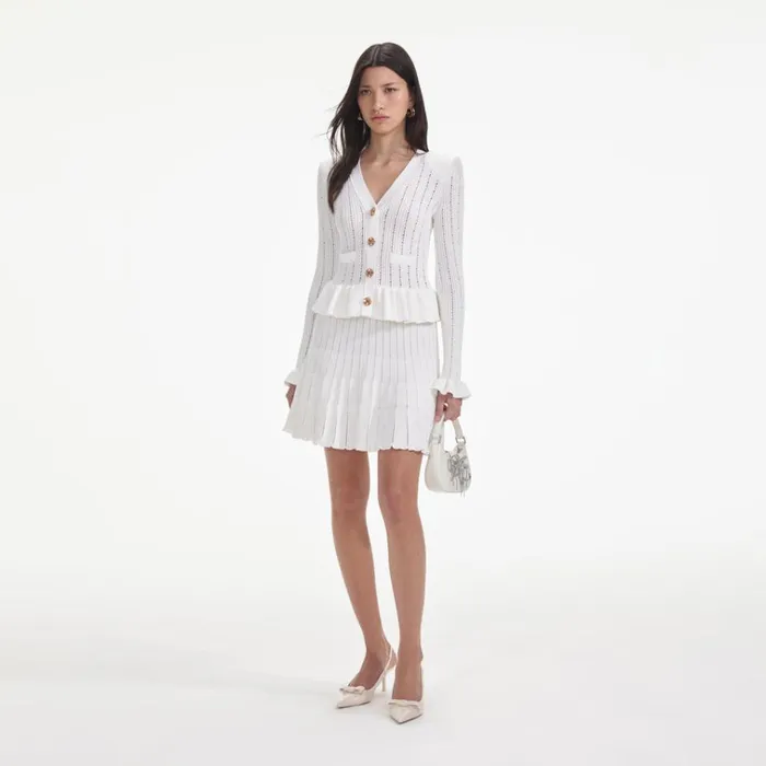 Self Portrait Dresses White Knit Peplum Mini Dress 8211 Women Self Portrait Dresses White Knit Peplum Mini Dress 8211 Women