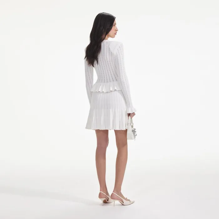 Self Portrait Dresses White Knit Peplum Mini Dress 8211 Women Self Portrait Dresses White Knit Peplum Mini Dress 8211 Women